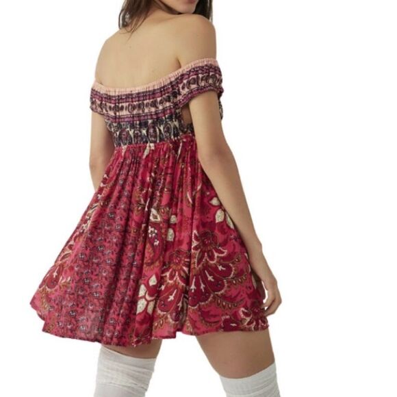 FREE PEOPLE BALI MARIPOSA SLIP DRESS IN STAWBERRY COMBO/FUCHSIA SIZE IS XS NWOT - Picture 8 of 9